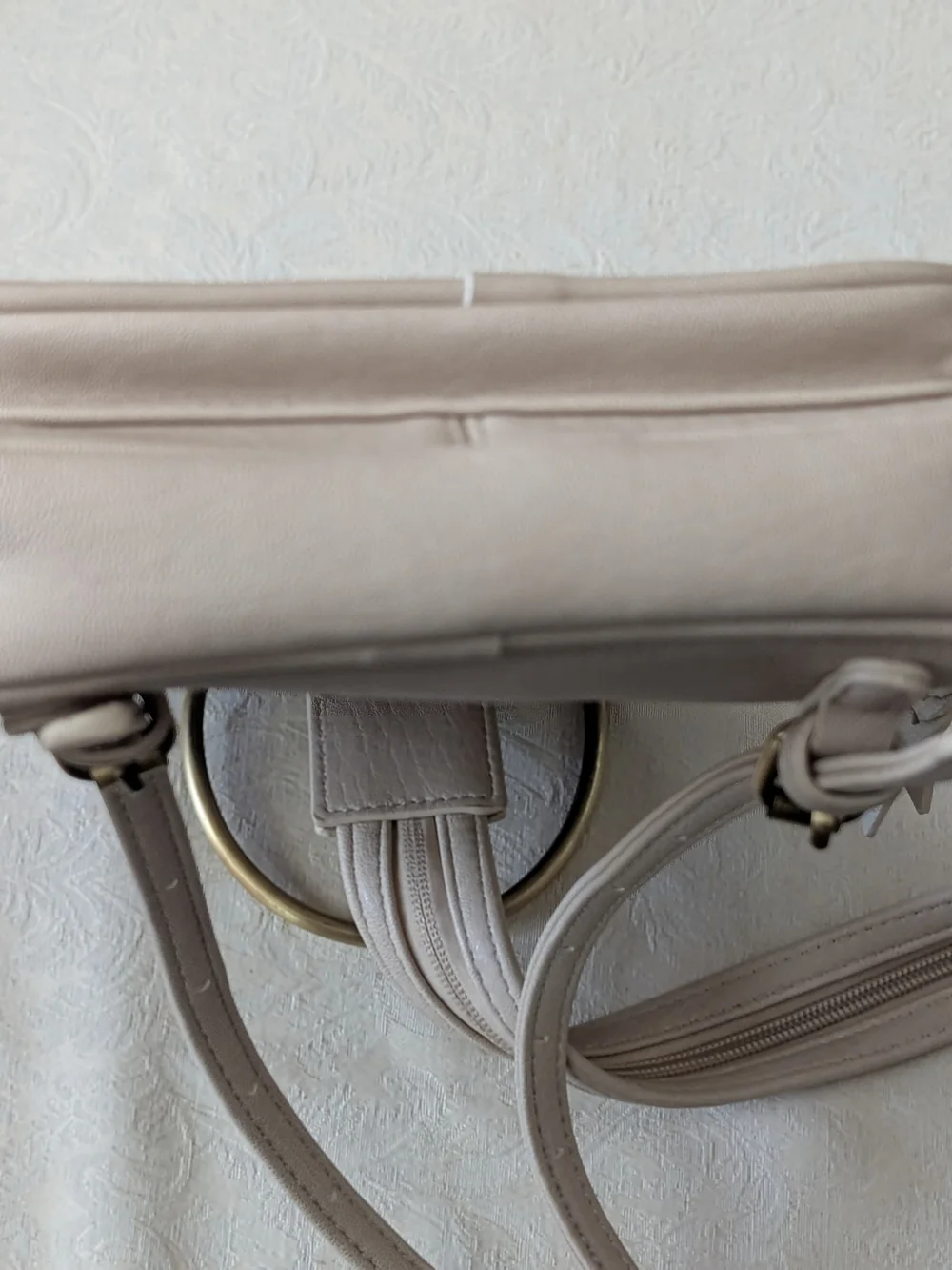 Antik Kraft Beige Small Backpack Purse Zip Closure Floral Lined Pockets